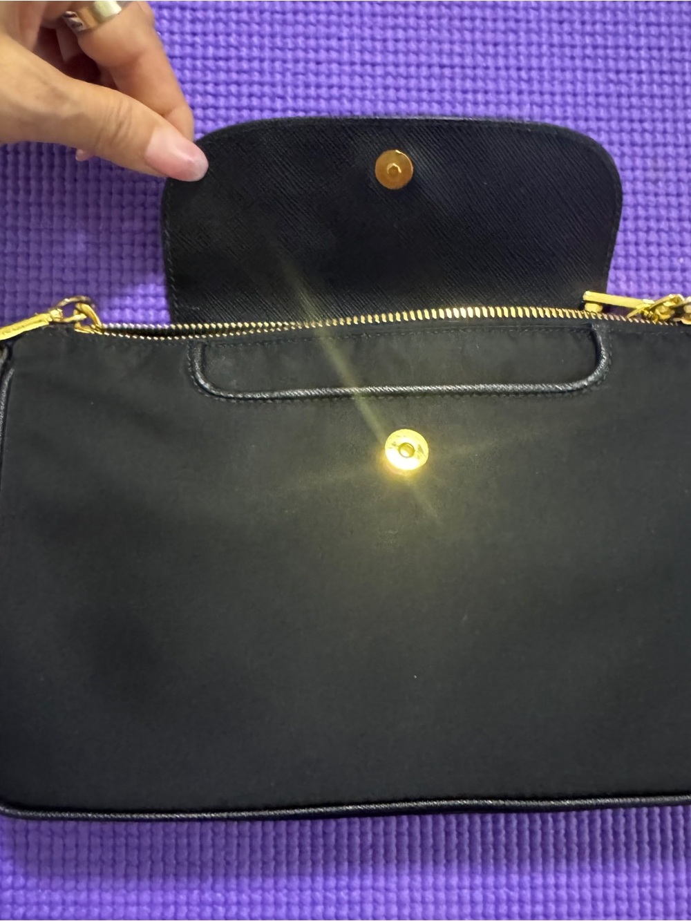 Prada Black Shoulder Bag with Gold Chain Strap w/ COA - Picture 9 of 10